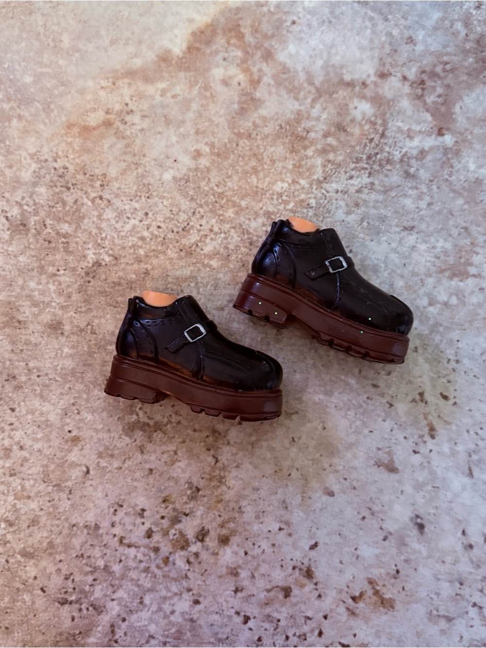 Vintage Bratz Doll Boyz Cameron Black Brown Mule Shoes Buckles Feet 2000s Y2K